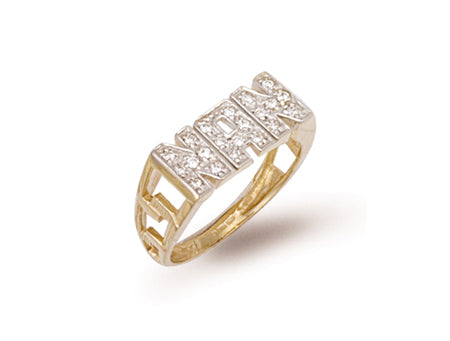 Yellow Gold Cz ID Sides NAN Ring TGC-R0244