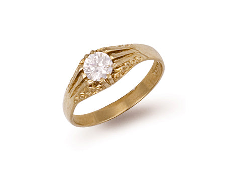 Yellow Gold Cz Gipsy Ring TGC-R0246