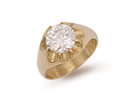 Yellow Gold Cz Gipsy Ring TGC-R0247