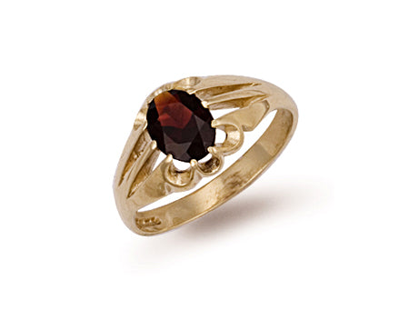 Yellow Gold Garnet Gipsy Ring TGC-R0248