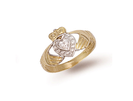 Yellow Gold Cz Claddagh Ring TGC-R0254