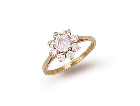 Yellow Gold Cz Cluster Ring TGC-R0262