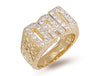 Yellow Gold Cz Barked Sides Dad Ring TGC-R0269