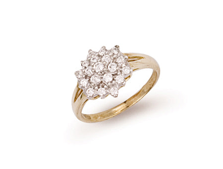 Yellow Gold Cz Cluster Ring TGC-R0282