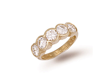 Yellow Gold Fancy Half Eternity Cz Ring TGC-R0286