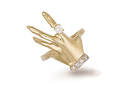 Yellow Gold Cz Hand Ring TGC-R0356