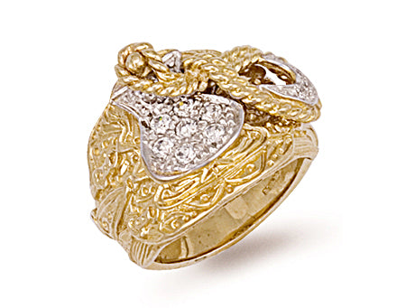 Yellow Gold Cz Saddle Ring TGC-R0379