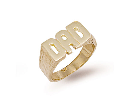 Yellow Gold Barked Sides Dad Ring TGC-R0037