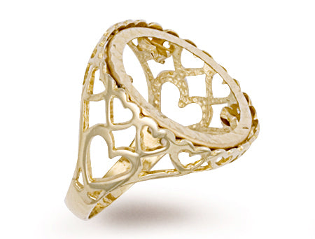 Yellow Gold Half Heart Sides Sovereign Ring TGC-R0003