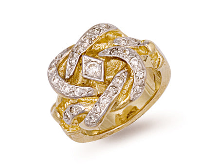 Yellow Gold Cz Knot Ring TGC-R0415
