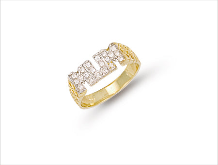 Yellow Gold Cz Basket Sides Mum Ring TGC-R0524