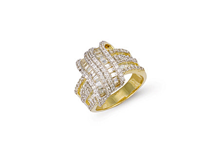 Yellow Gold Fancy Cz Crossover Ring TGC-R0546