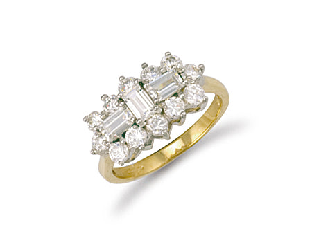 Yellow Gold Cz Boat Ring TGC-R0561