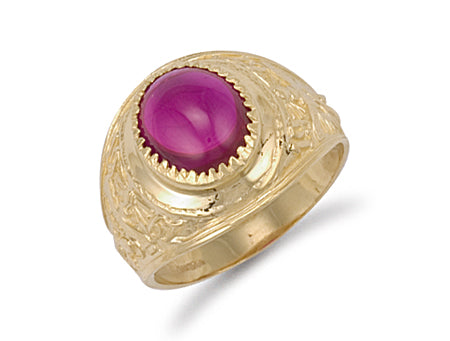 Yellow Gold Red Cabochon College Ring TGC-R0567