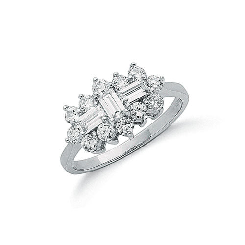 White Gold Cz Boat Ring TGC-R0595