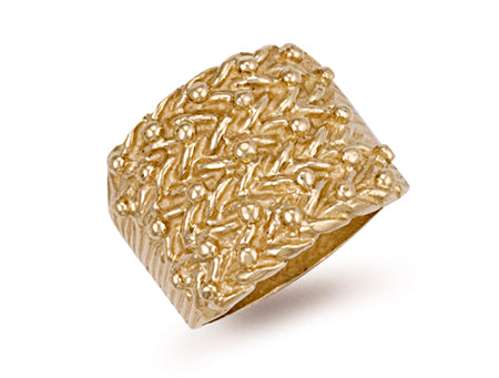Yellow Gold Woven Back 5 Row Keeper Ring TGC-R0068