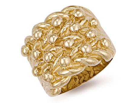 Yellow Gold Woven Back 4 Row Keeper Ring TGC-R0072