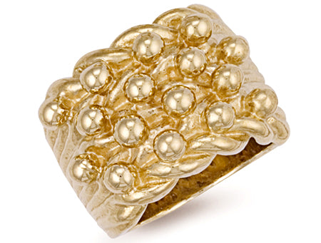 Yellow Gold Woven Back 4 Row Keeper Ring TGC-R0074