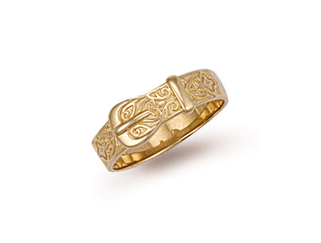 Yellow Gold Patterned Buckle Ring TGC-R0077