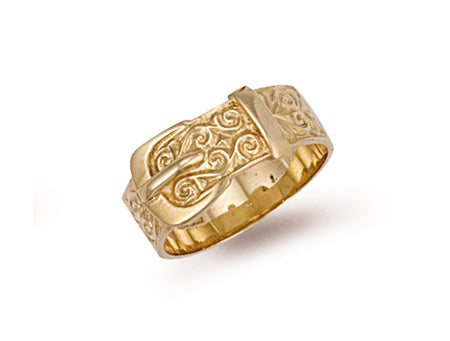 Yellow Gold Patterned Buckle Ring TGC-R0078
