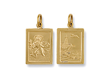 Yellow Gold Rectangular Shaped St Christopher Pendant TGC-SM0029