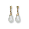 Yellow Gold Simulated Pearl Drop Studs TGC-ST0085