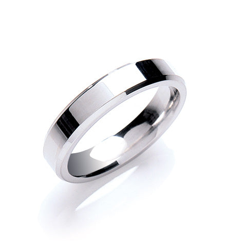 4mm Flat Court Bevelled Edge Wedding Band TGC-WR0024