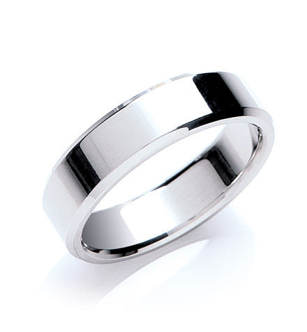 6mm Flat Court Bevelled Edge Wedding Band TGC-WR0026