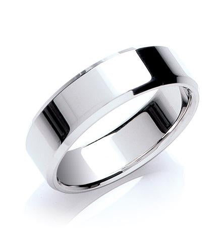 7mm Flat Court Bevelled Edge Wedding Band TGC-WR0027