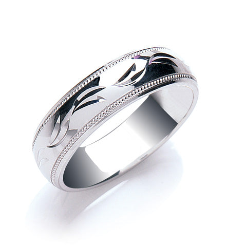 6mm Court Millgrain Edge & D/C Design Wedding  TGC-WR0028