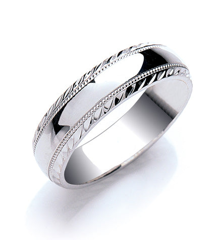 6mm Court Millgrain & D/C Edge Wedding Band TGC-WR0029