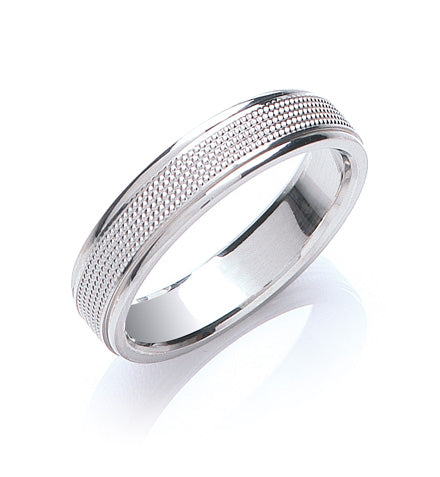 5mm Mill Grain Centre Flat Court Wedding Band TGC-WR0046