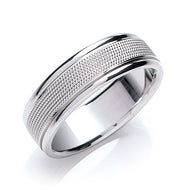 7mm Mill Grain Centre Flat Court Wedding Band TGC-WR0047
