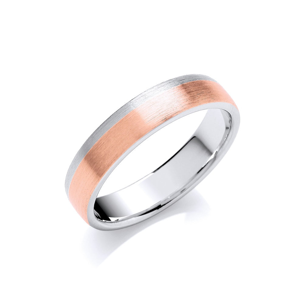 5mm Flat Court Two Colour Matt Finish Wedding Band TGC-WR0072