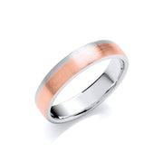 5mm Flat Court Two Colour Matt Finish Wedding Band TGC-WR0072