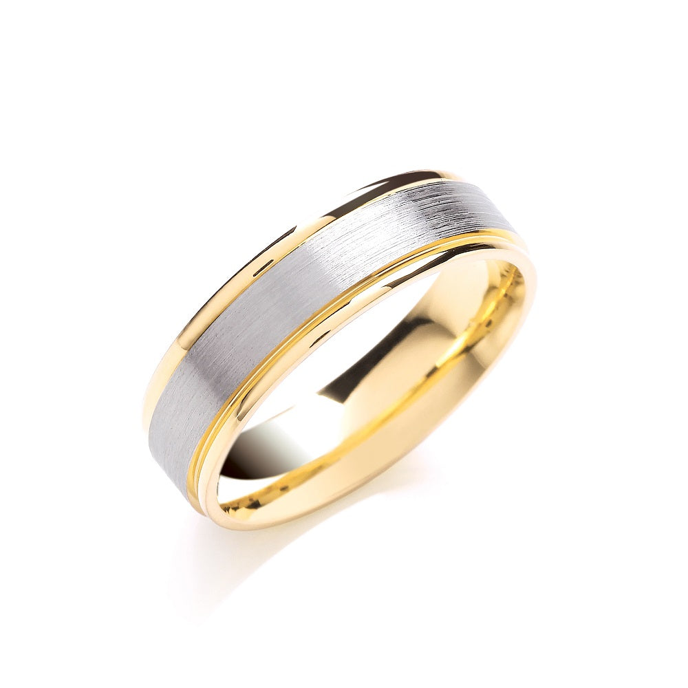 6mm Two Colour Matt Centre - Polish Edge Wedding Band  TGC-WR0075