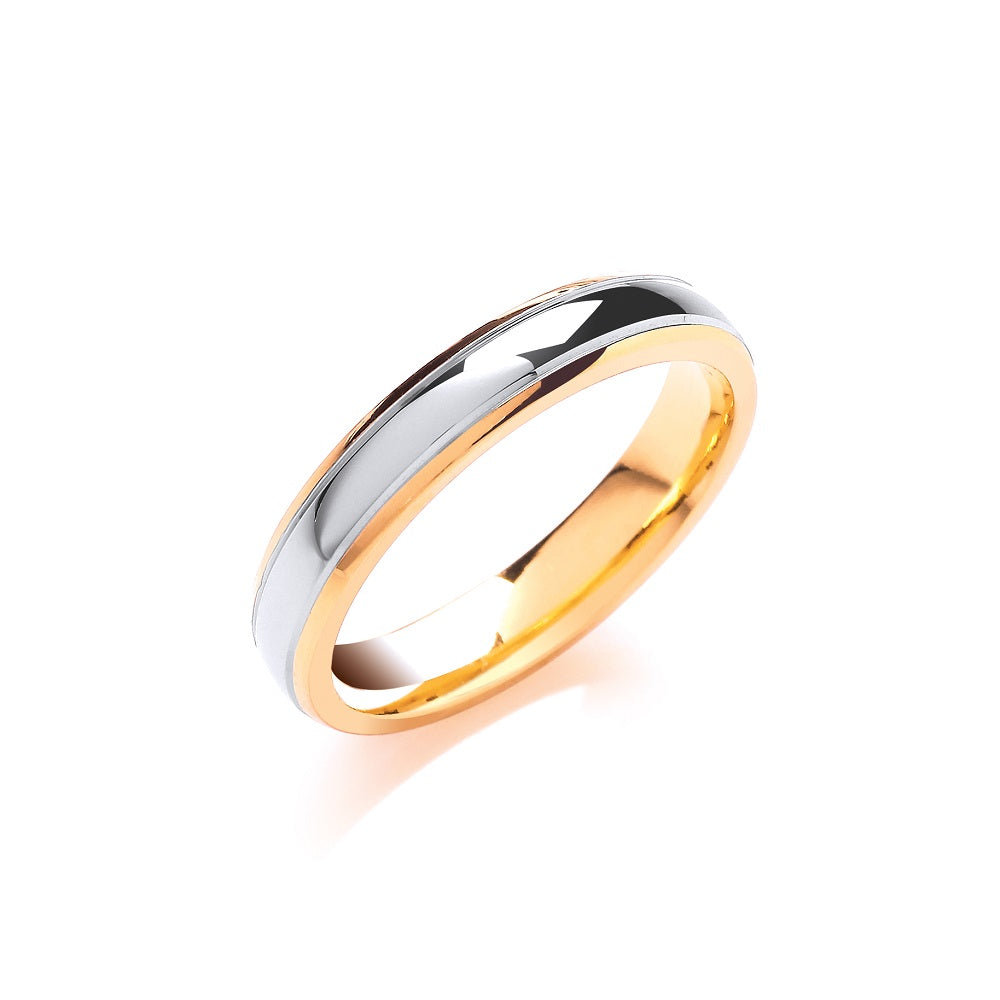 4mm Court Track Edge Two Colour Wedding Band  TGC-WR0077